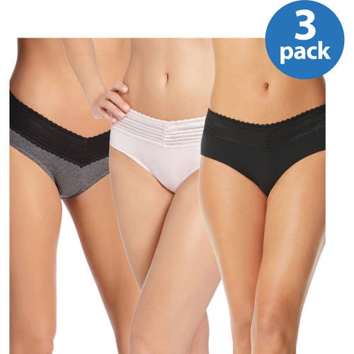 3 Pack Warner's Women's Blissful Benefits No Muffin Top Hipster Panties